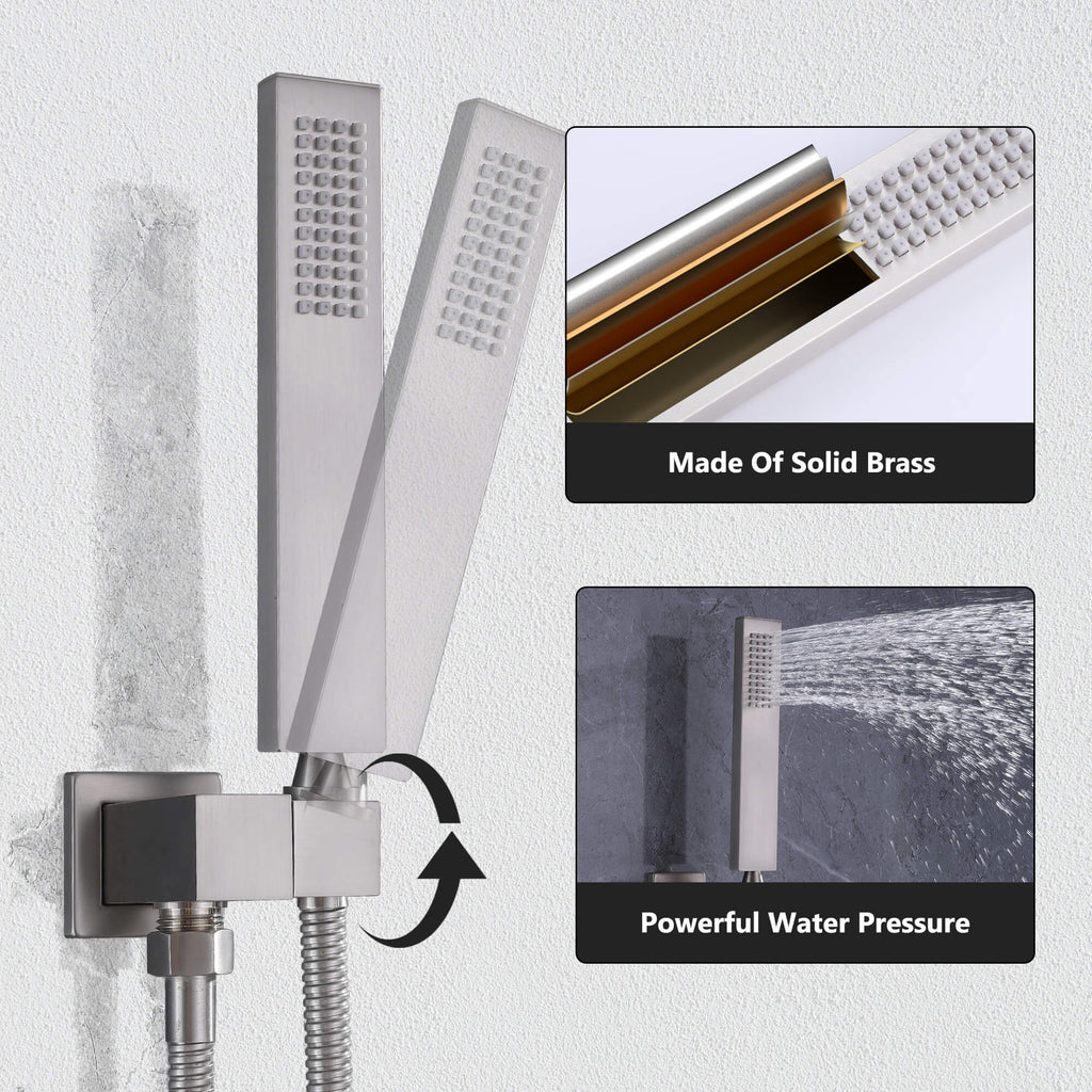 Square Rainfall Thermostatic Shower Set with 3 Body Jets