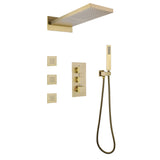 Brushed Nickel Thermostatic Shower System with 3 Body Jets Spray