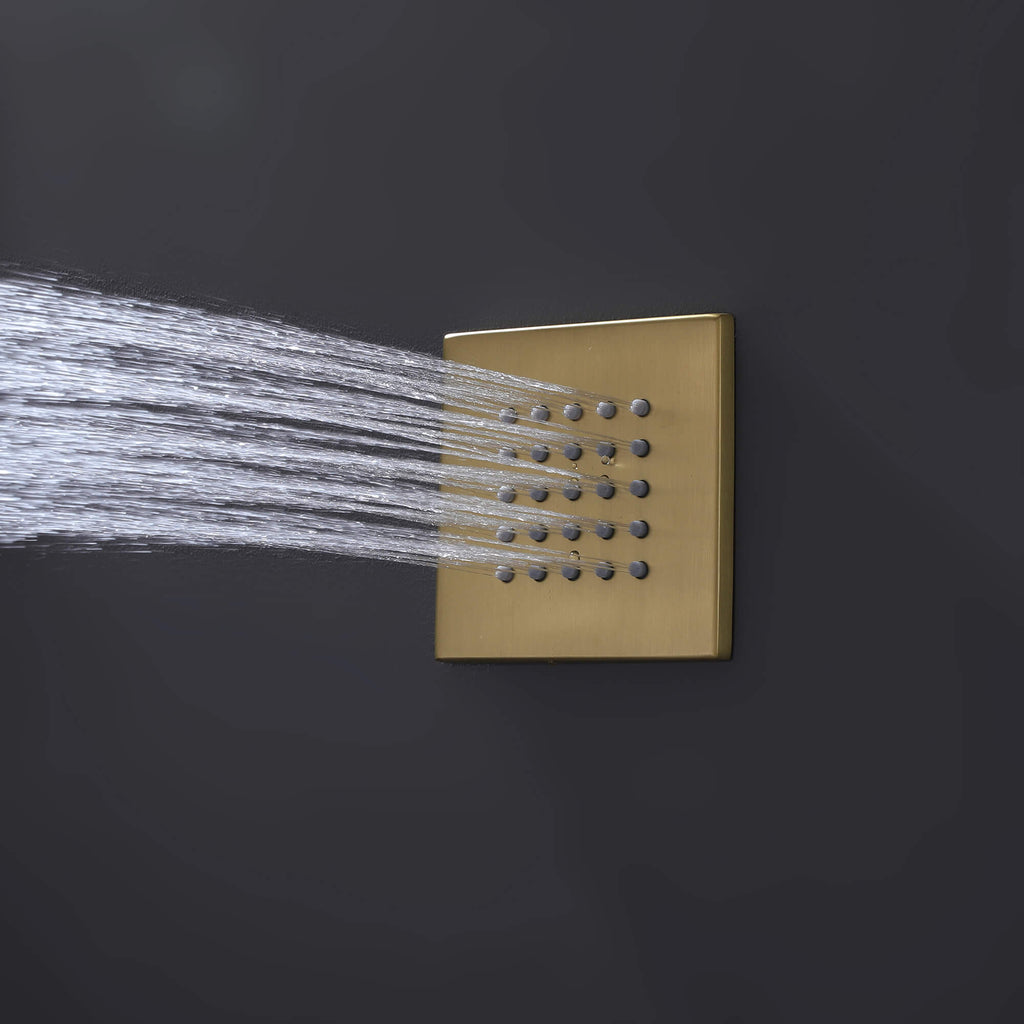 Brushed Nickel Thermostatic Shower System with 3 Body Jets Spray