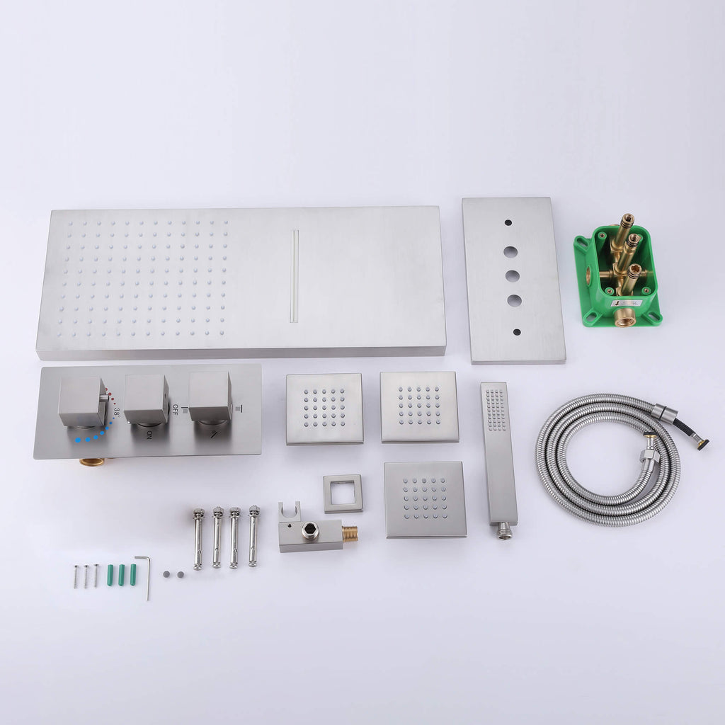3-Handle Thermostatic Shower System with Body Jets