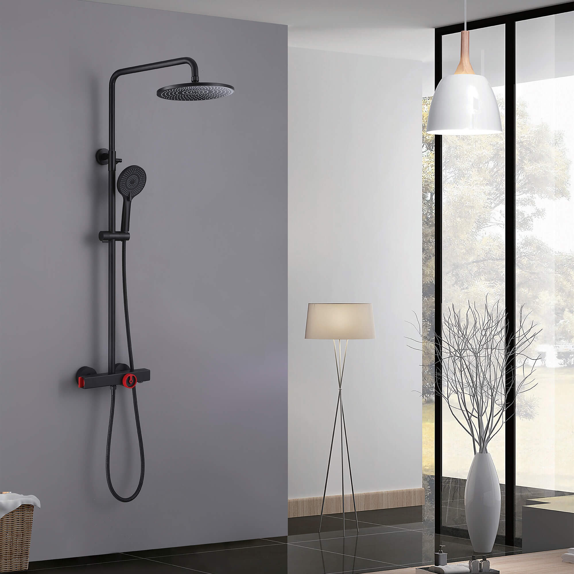 Thermostatic Shower System with Tub Spout & Handheld Combo