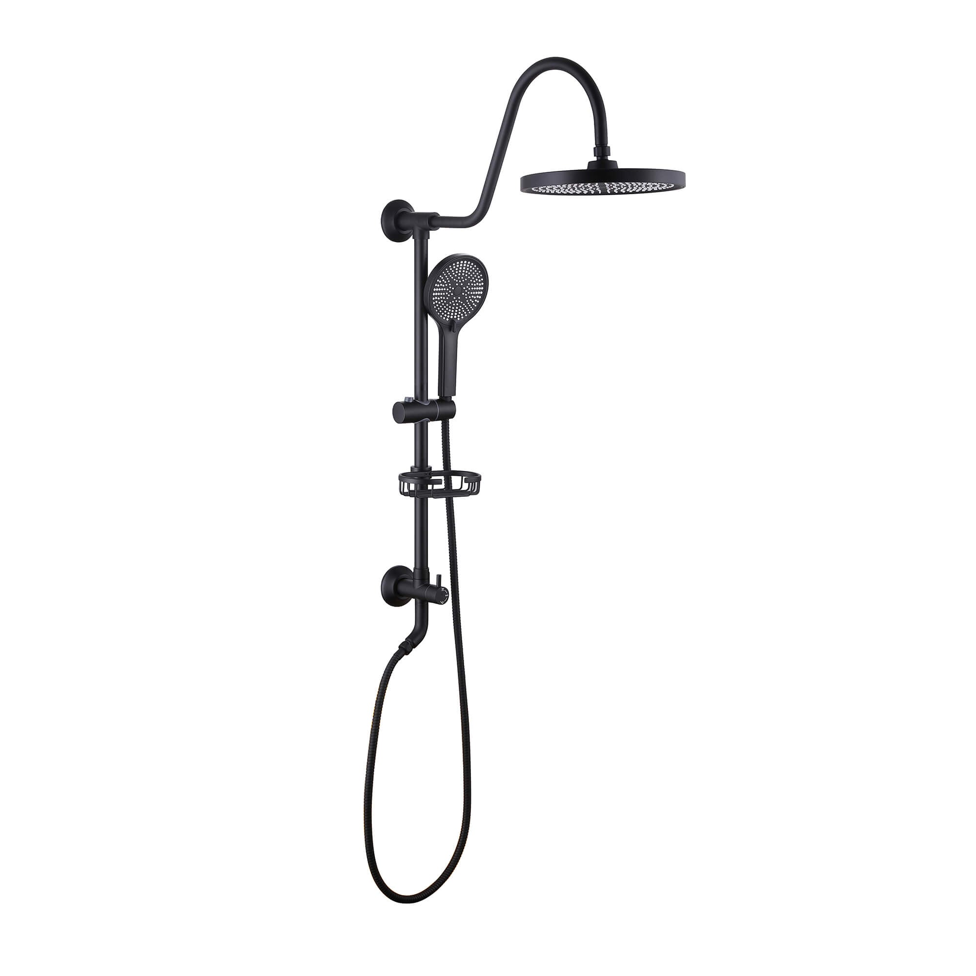 Wall-Mounted Shower System with Handheld Shower and Soap Dish