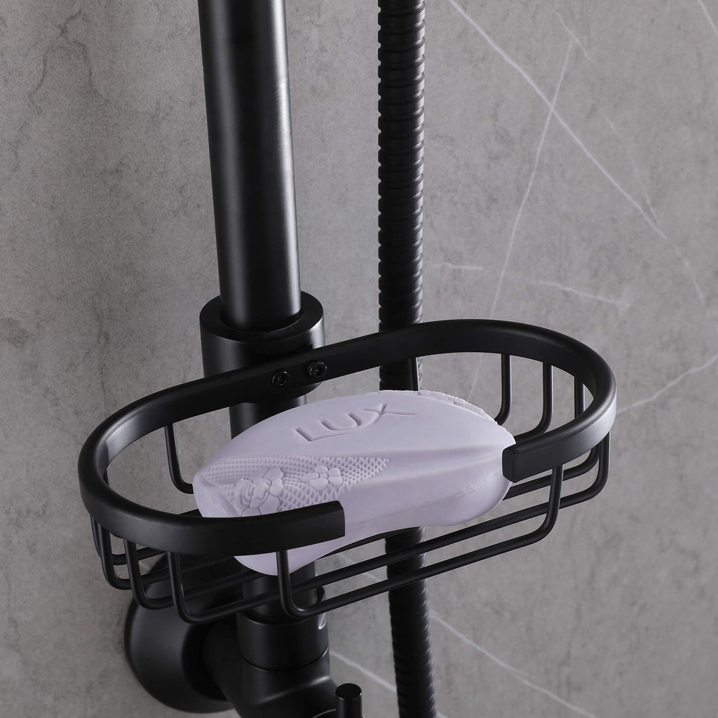 Wall-Mounted Shower System with Handheld Shower and Soap Dish
