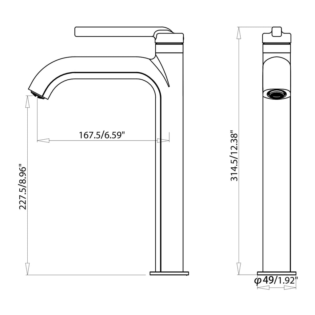 High-Tall Single-Handle Bathroom Sink Faucet for Vessel Sinks