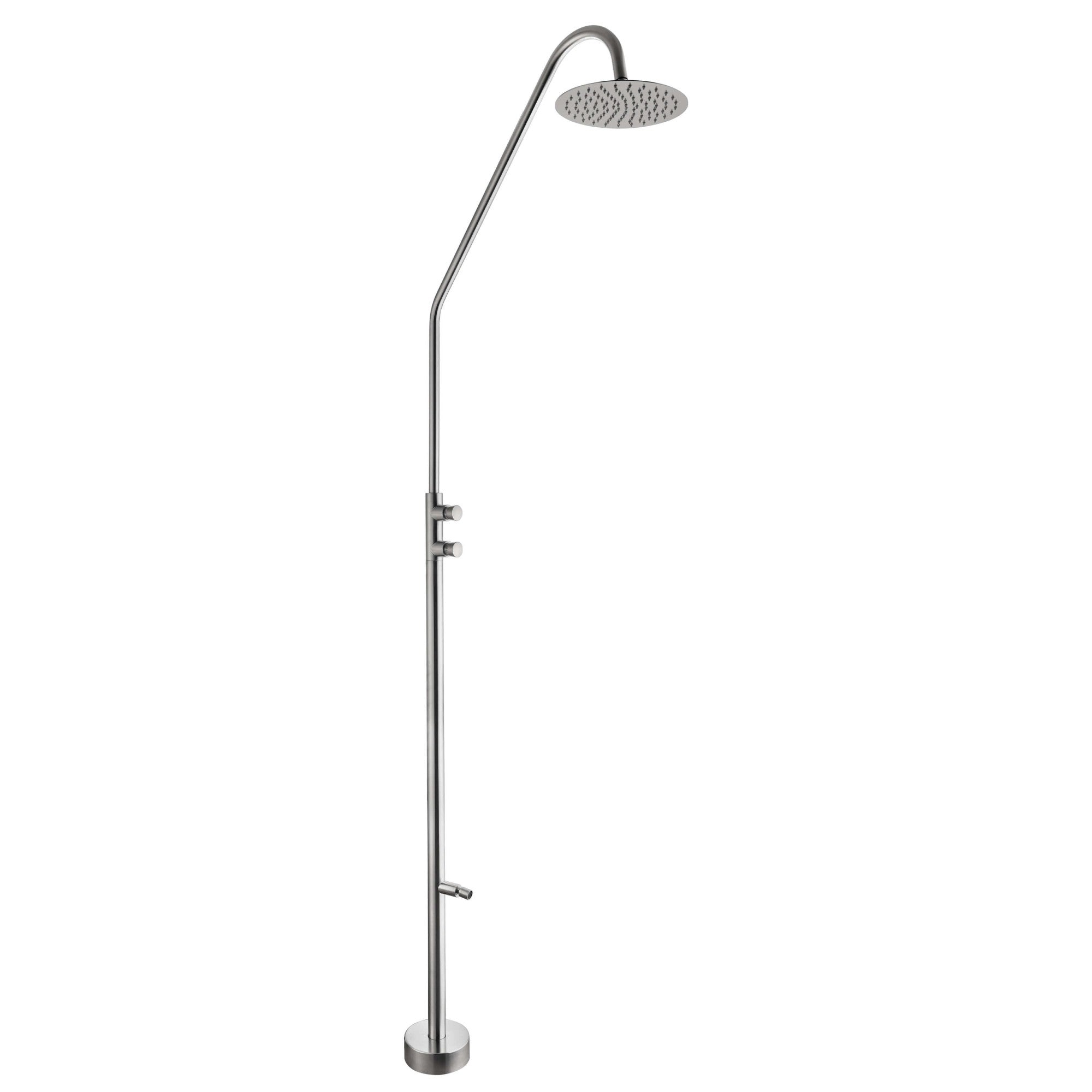 Outdoor Shower 316 Stainless Steel with Rain Head and Foot Rinse Dual Self Closing Handles