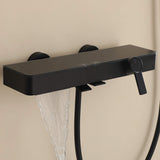 Wall-Mounted Bathtub Faucet Waterfall Spout Push Button Diverter Handheld Shower Slide Bar