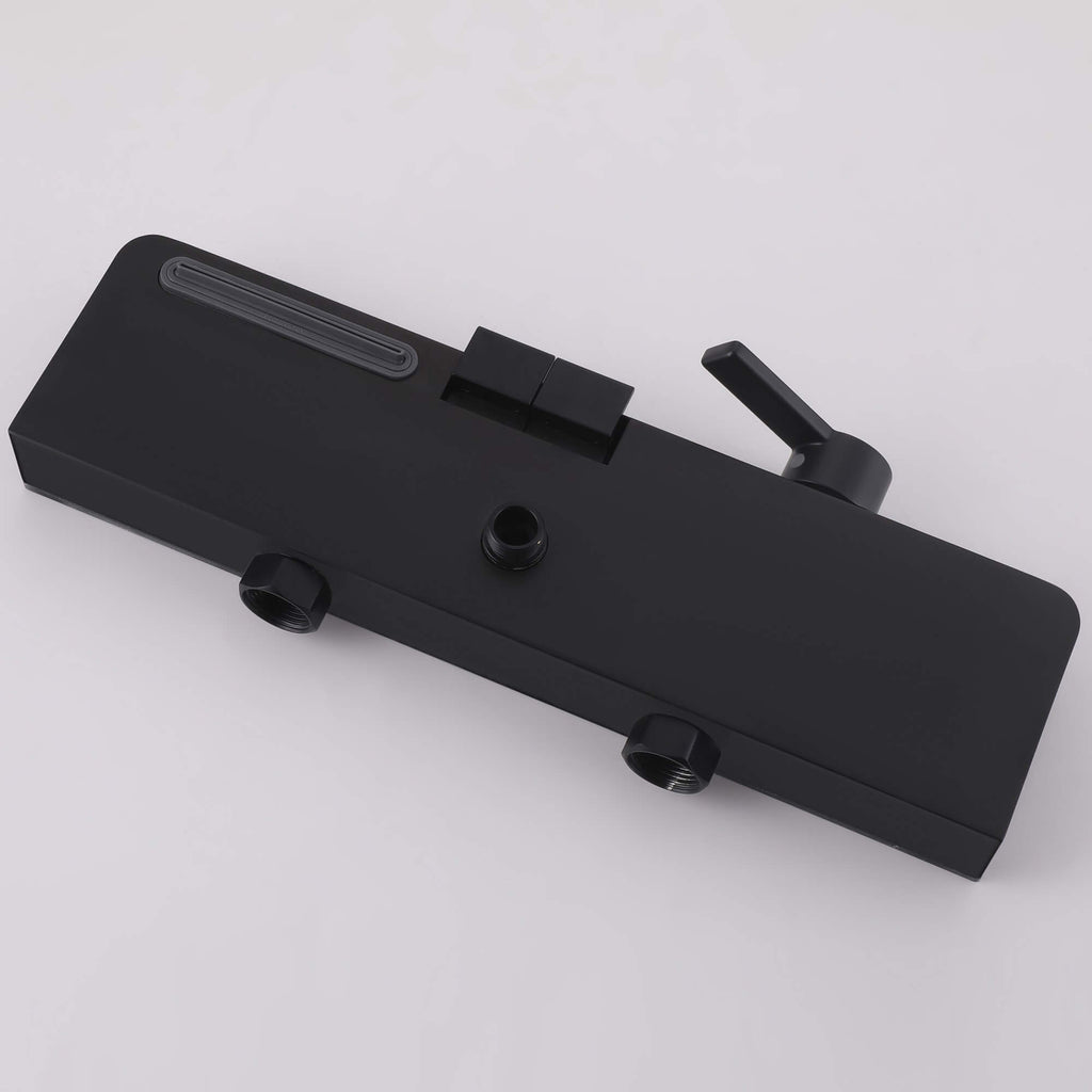 Wall-Mounted Bathtub Faucet Waterfall Spout Push Button Diverter Handheld Shower Slide Bar