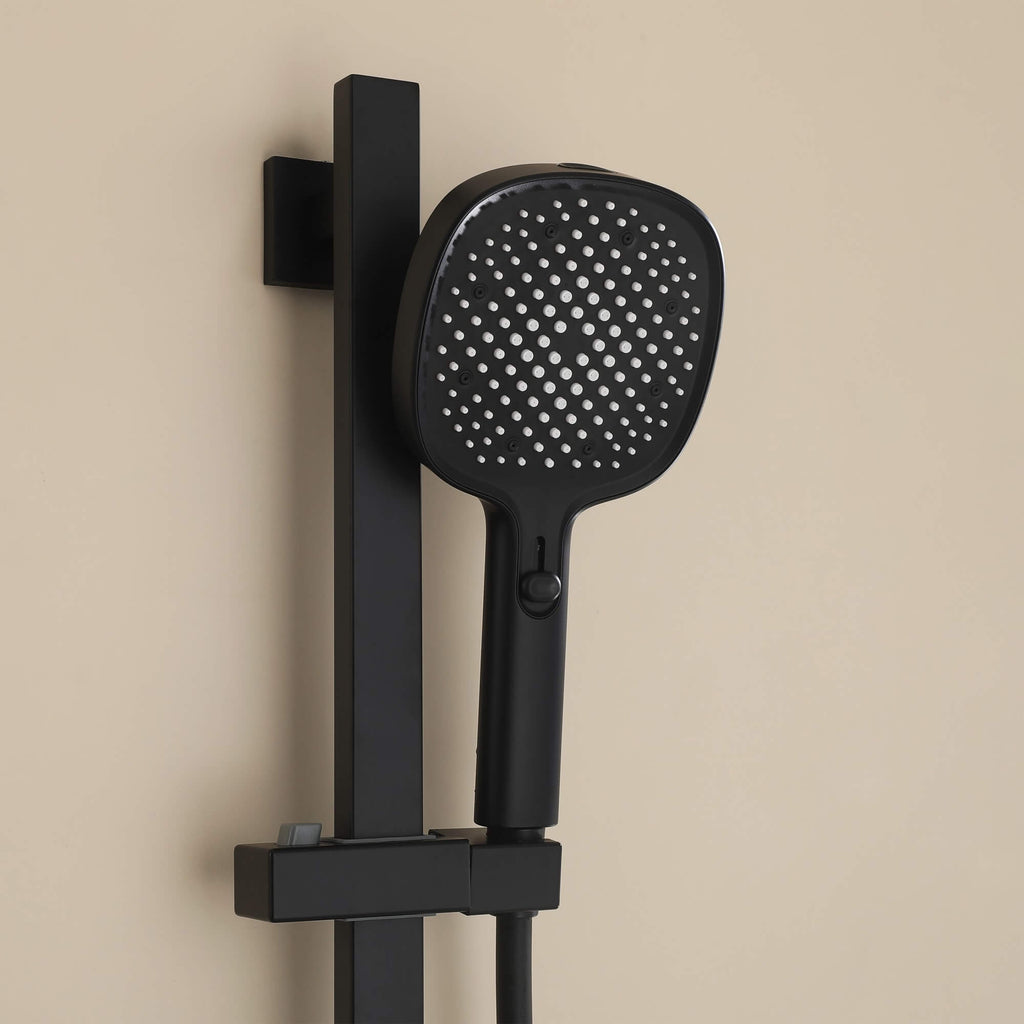 Wall-Mounted Bathtub Faucet Waterfall Spout Push Button Diverter Handheld Shower Slide Bar