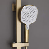 Wall-Mounted Bathtub Faucet Waterfall Spout Push Button Diverter Handheld Shower Slide Bar