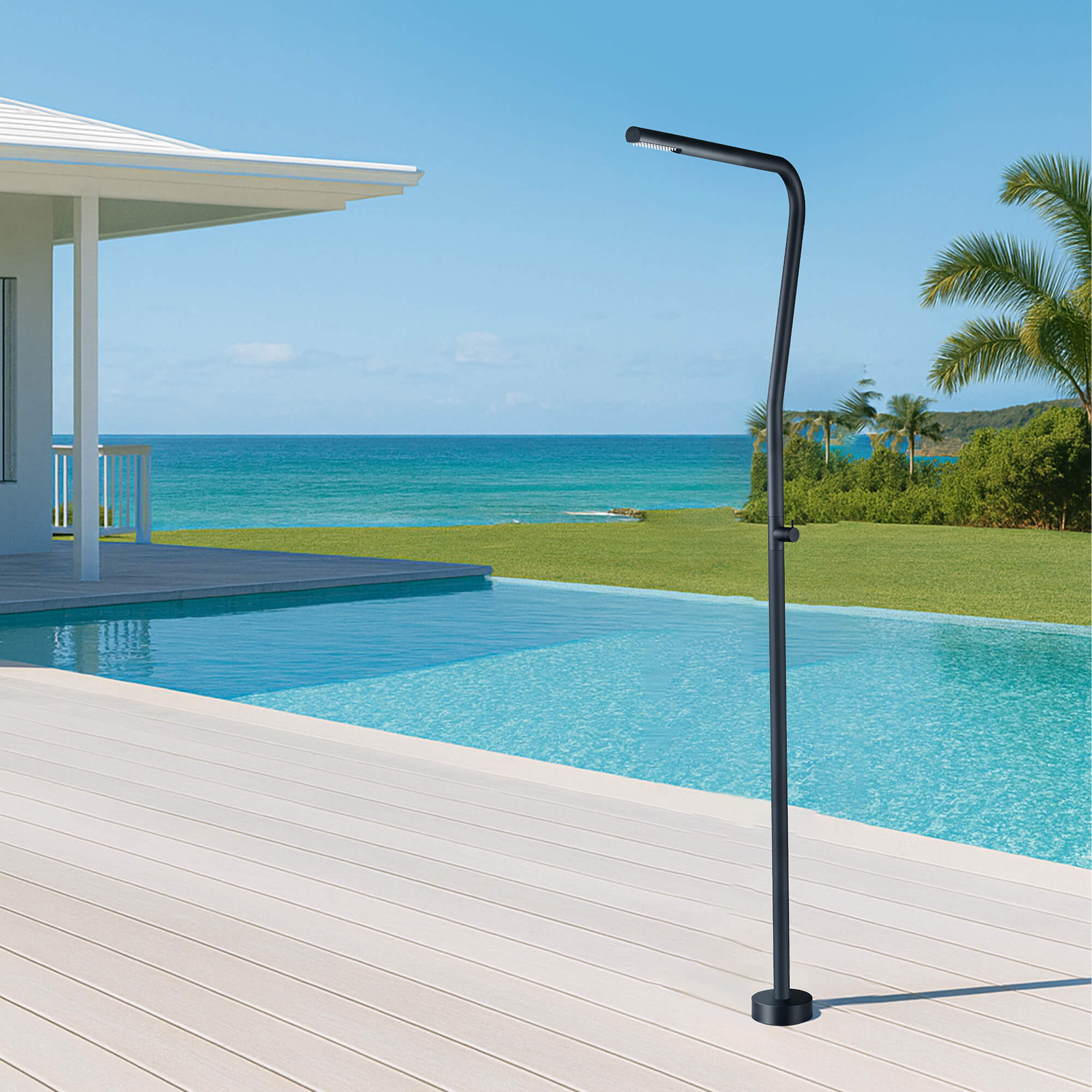 316 Stainless Steel Outdoor Shower Modern Freestanding Cold Water Pool Garden Shower