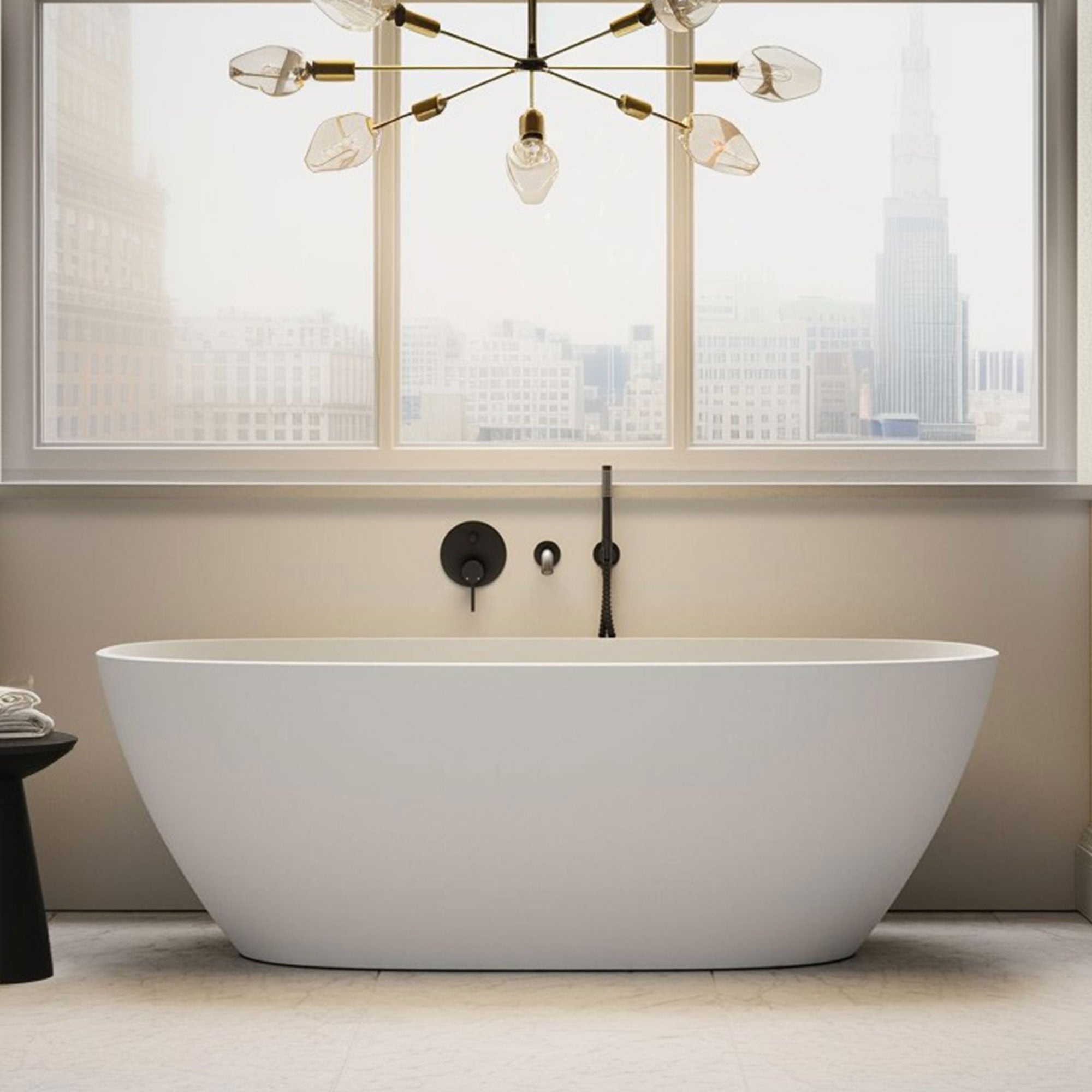 Stone Resin Solid Surface Freestanding Bathtub Modern Soaking Stand Alone Tub
