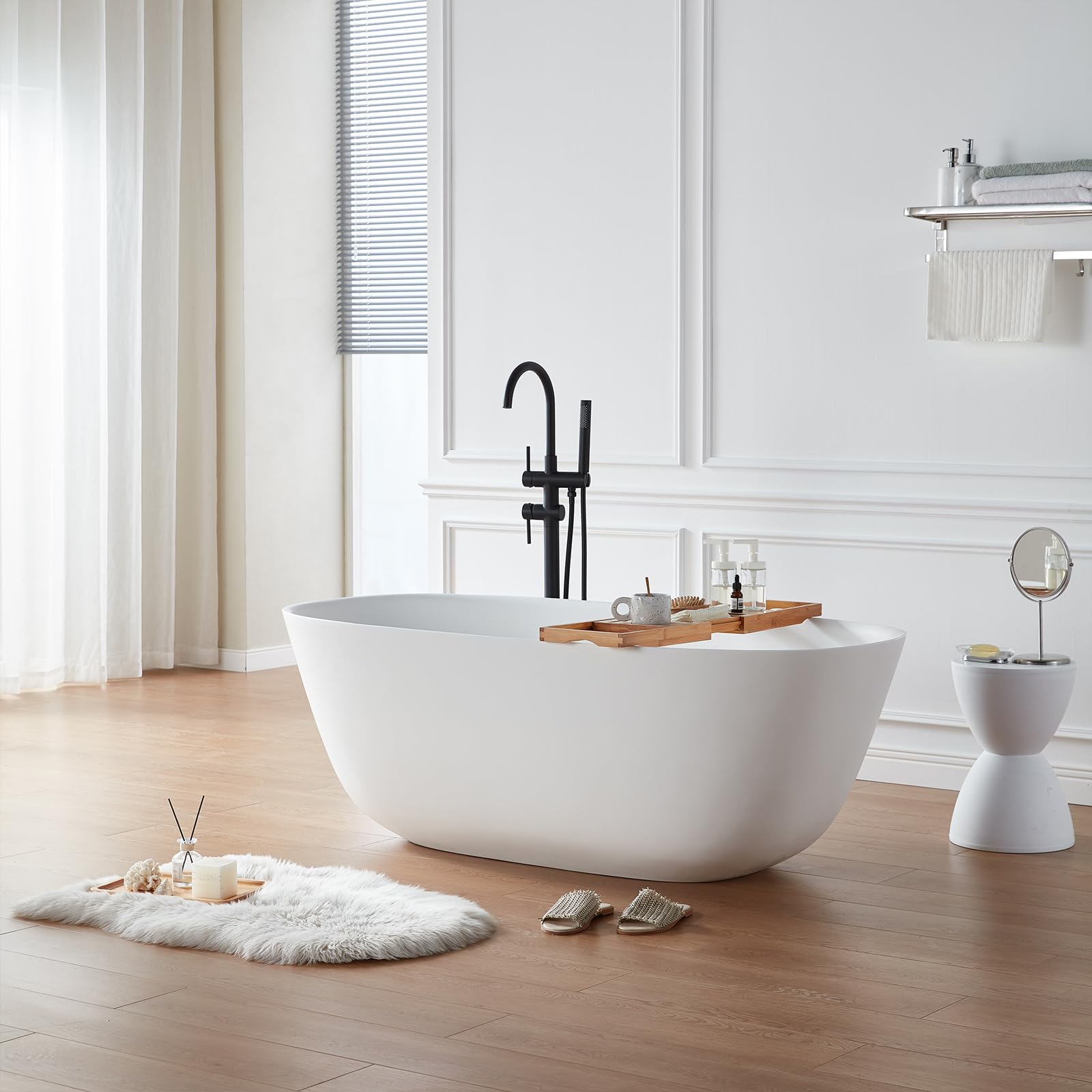 Stone Resin Solid Surface Freestanding Bathtub Modern Soaking Stand Alone Tub