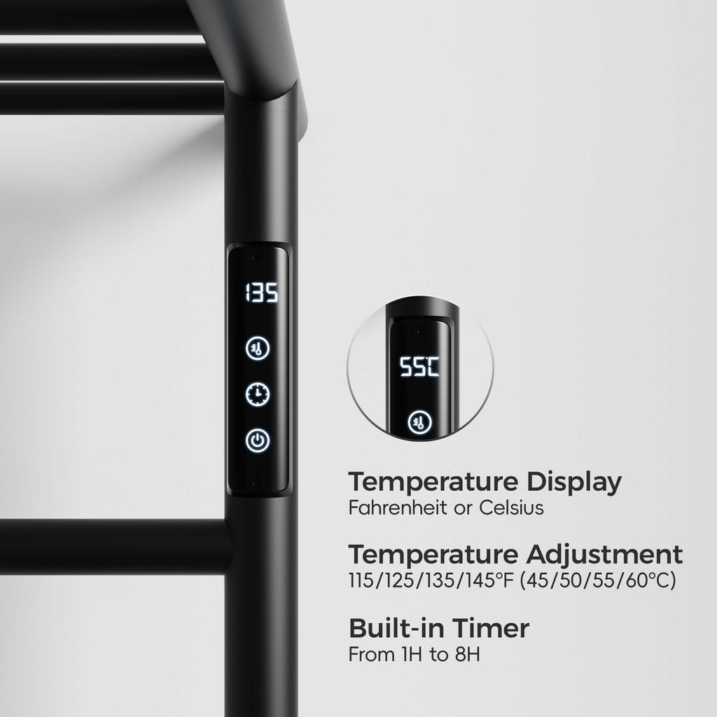 Heated Towel Rack with Shelf Smart Touchscreen and Rapid Heating