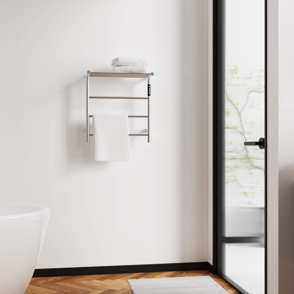 Heated Towel Rack with Shelf Smart Touchscreen and Rapid Heating