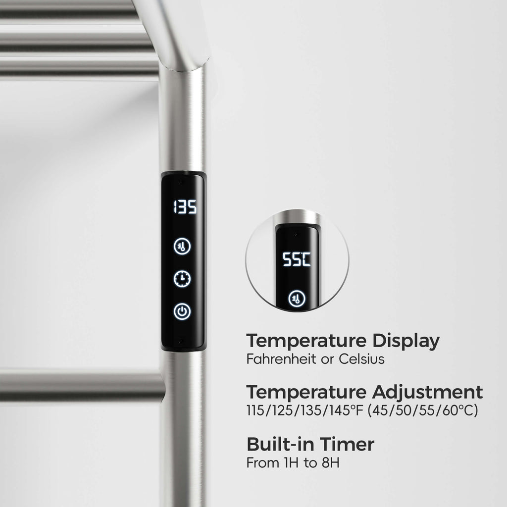 Heated Towel Rack with Shelf Smart Touchscreen and Rapid Heating