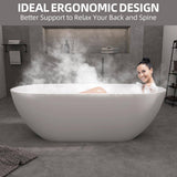69 in. Modern Bathtub Solid Surface Stone Resin Oval-shaped Freestanding Soaking Tub with Pop-up Drain and Hose