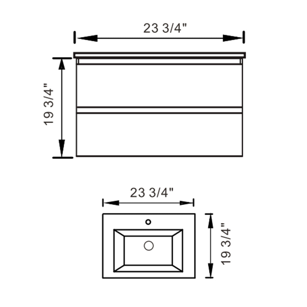 Compact 24-Inch Floating Vanity in Gloss White with Sink & Storage Drawers