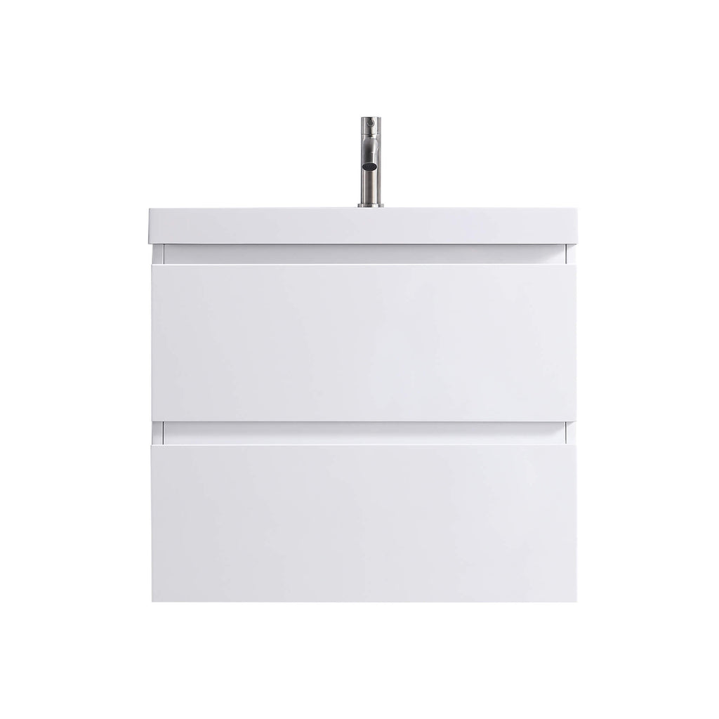 Compact 24-Inch Floating Vanity in Gloss White with Sink & Storage Drawers