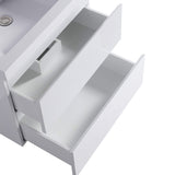 Compact 24-Inch Floating Vanity in Gloss White with Sink & Storage Drawers