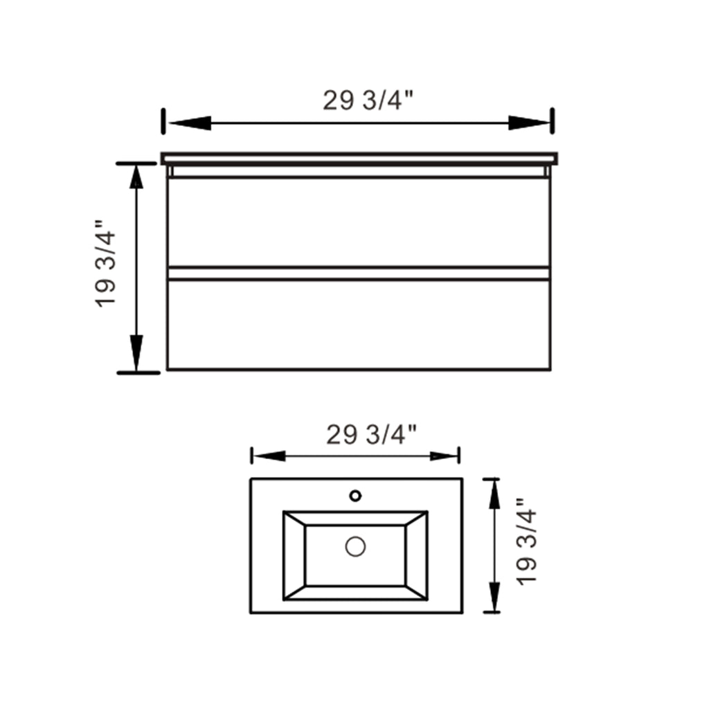 Minimalist 30-Inch Floating Vanity in Gloss White with Dual Storage Drawers