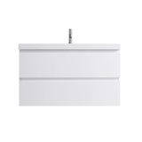 36-Inch Modern Gloss White Wall-Mount Vanity with Sink and Dual Drawers