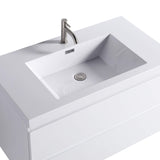 36-Inch Modern Gloss White Wall-Mount Vanity with Sink and Dual Drawers