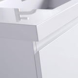 36-Inch Modern Gloss White Wall-Mount Vanity with Sink and Dual Drawers