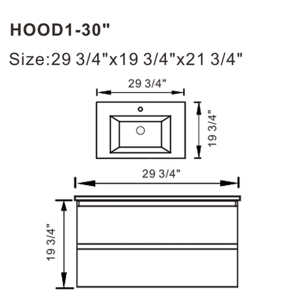 36-Inch Modern Gloss White Wall-Mount Vanity with Sink and Dual Drawers