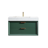 36-Inch Green Vanity with Stone Slab Counter and LED Mirror