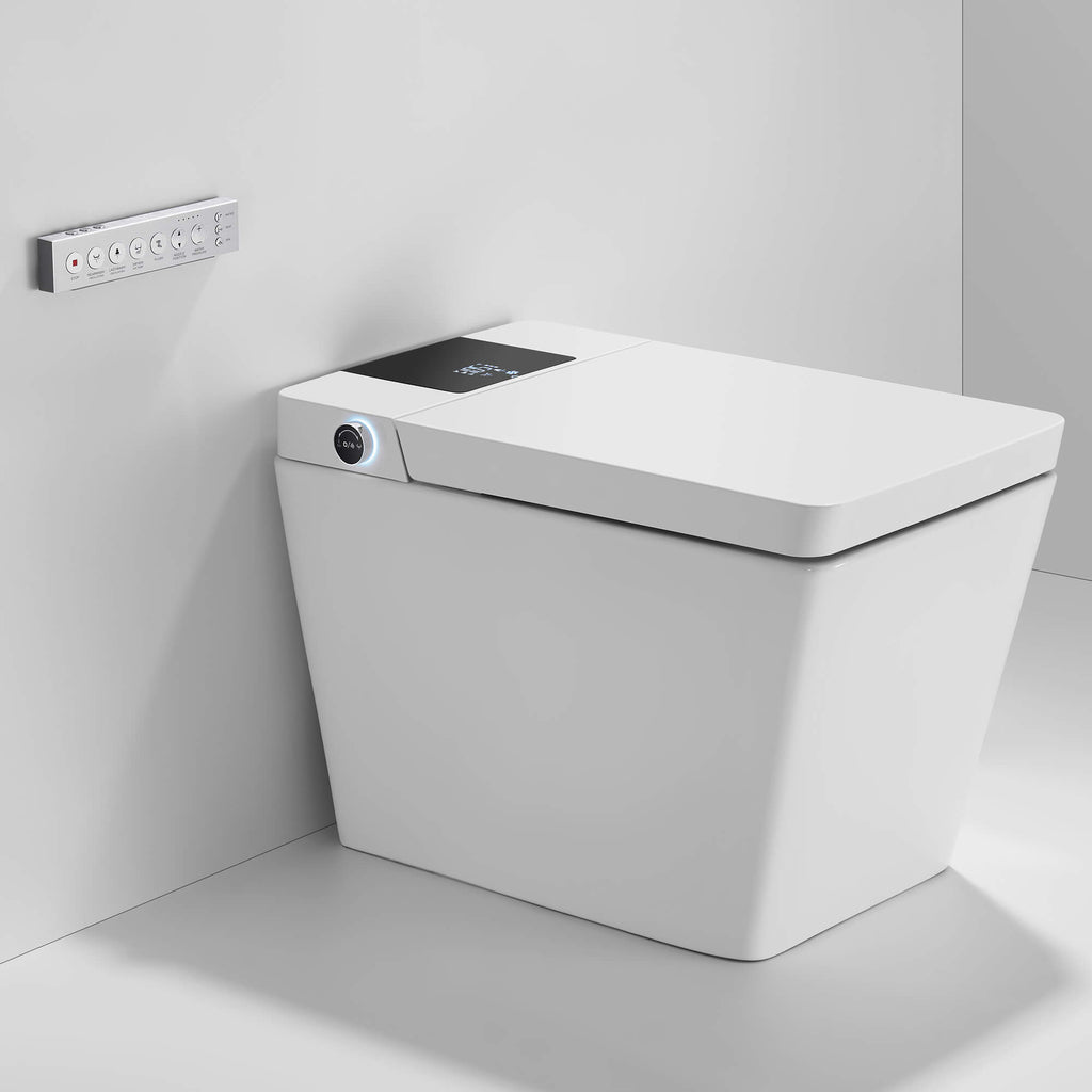 Smart Toilet with Heated Seat, Auto Flushing, Bidet Spray, and Hands-Free Lid