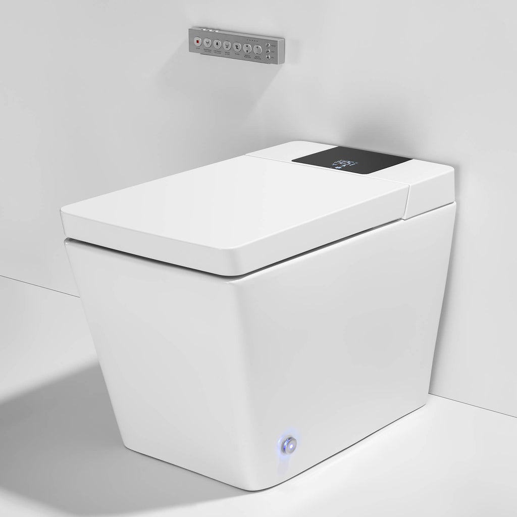 Smart Toilet with Heated Seat, Auto Flushing, Bidet Spray, and Hands-Free Lid