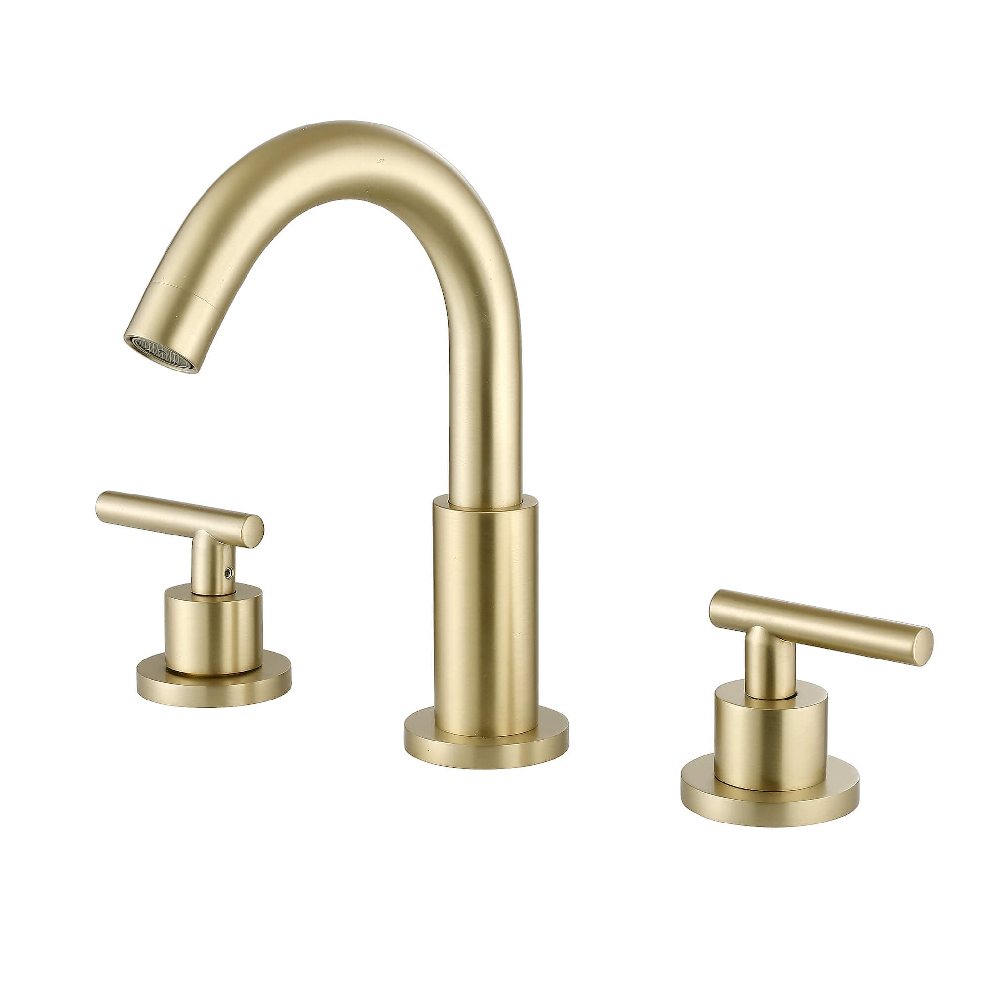 Dual-Handle Deck Faucet with Swivel Spout for Bathroom Sink