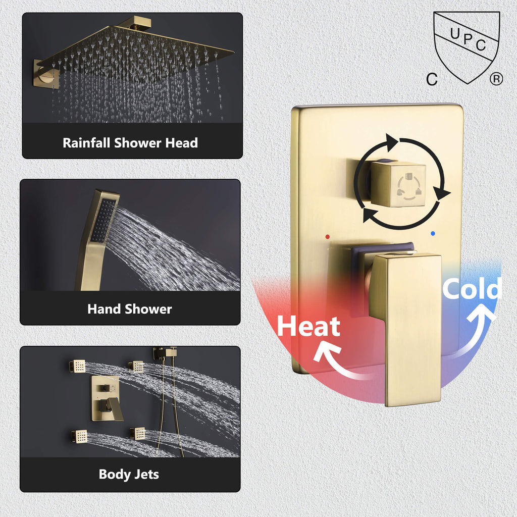 Shower System with Handheld Showerhead and 4-Jet Body Spray