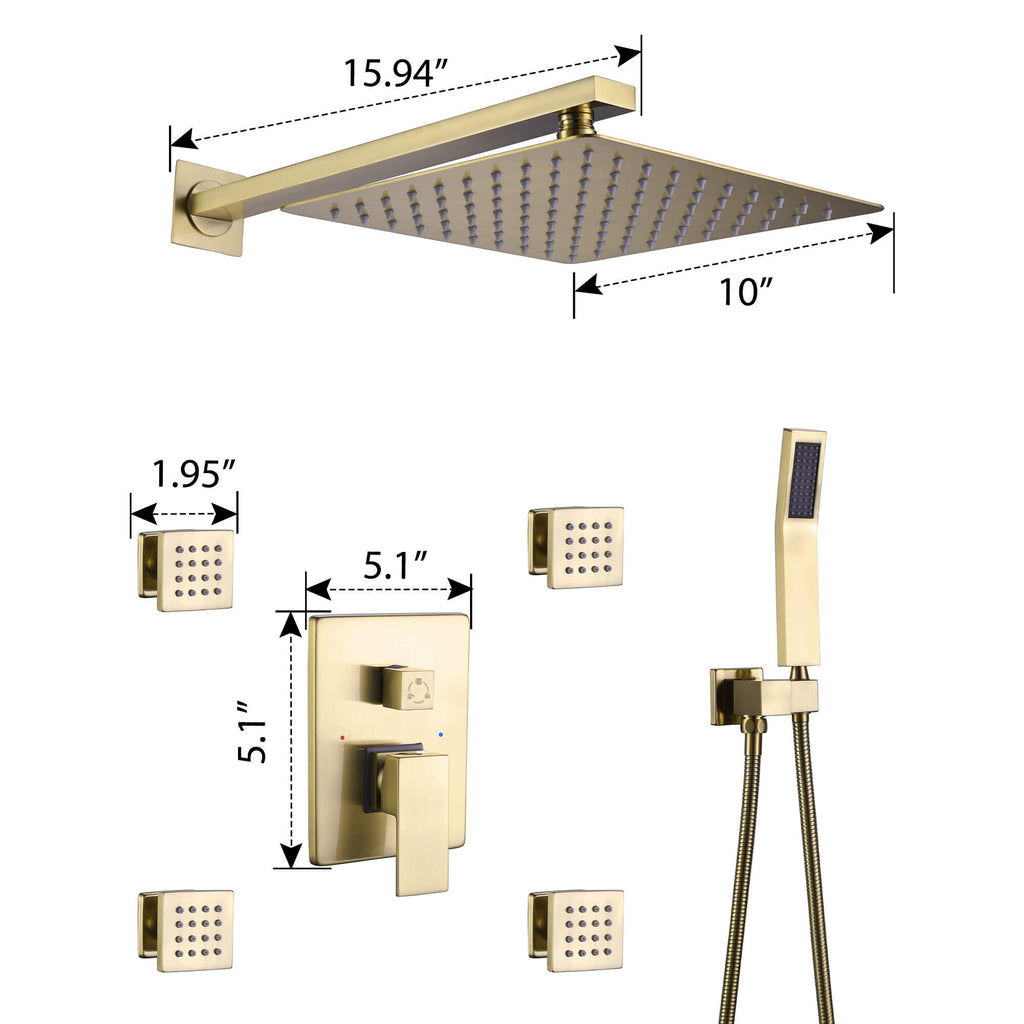 Shower System with Handheld Showerhead and 4-Jet Body Spray