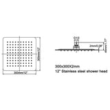 High-Pressure Square Stainless Steel Rain Shower Head