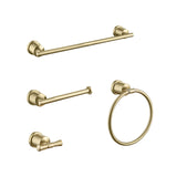 Wall-Mounted Brushed Gold 4-Piece Bathroom Hardware Set with Classic Design