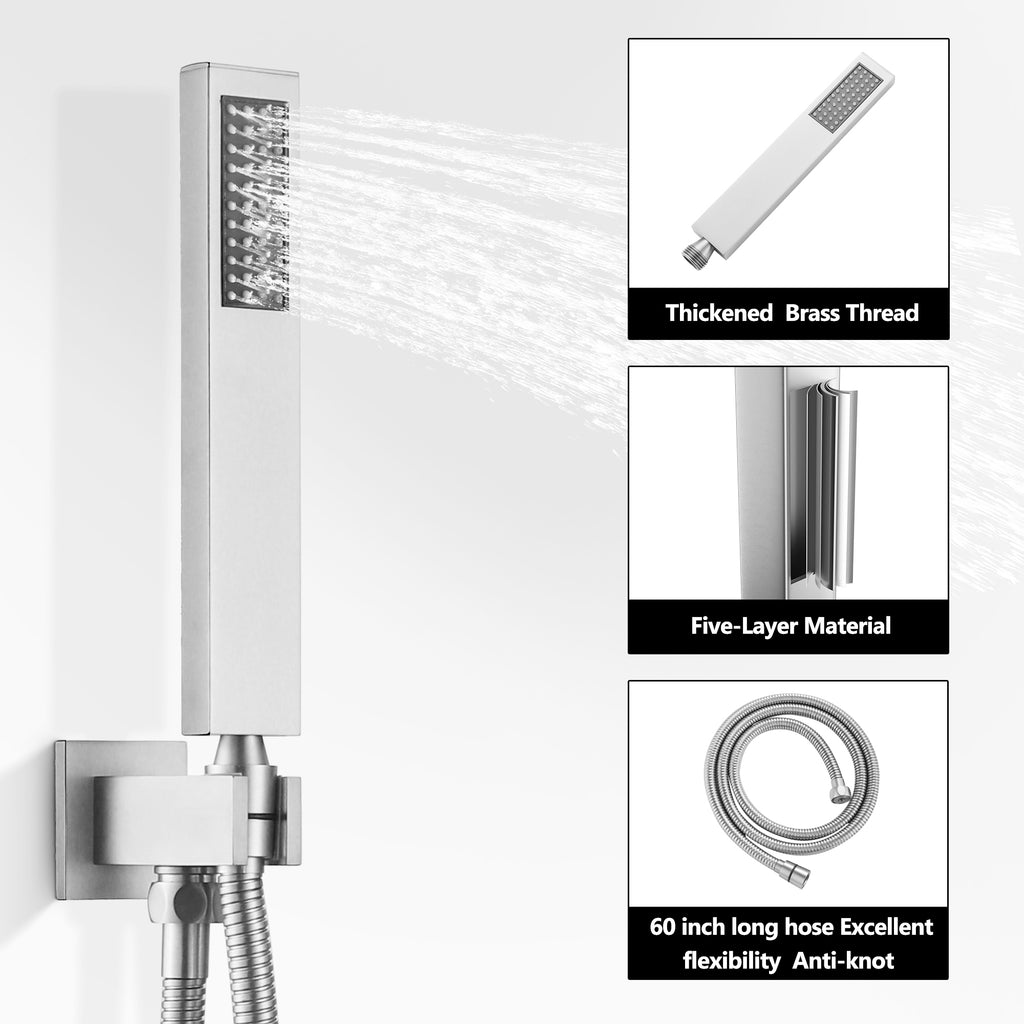 Wall-Mounted Rain Shower System with Pressure-Balanced Valve