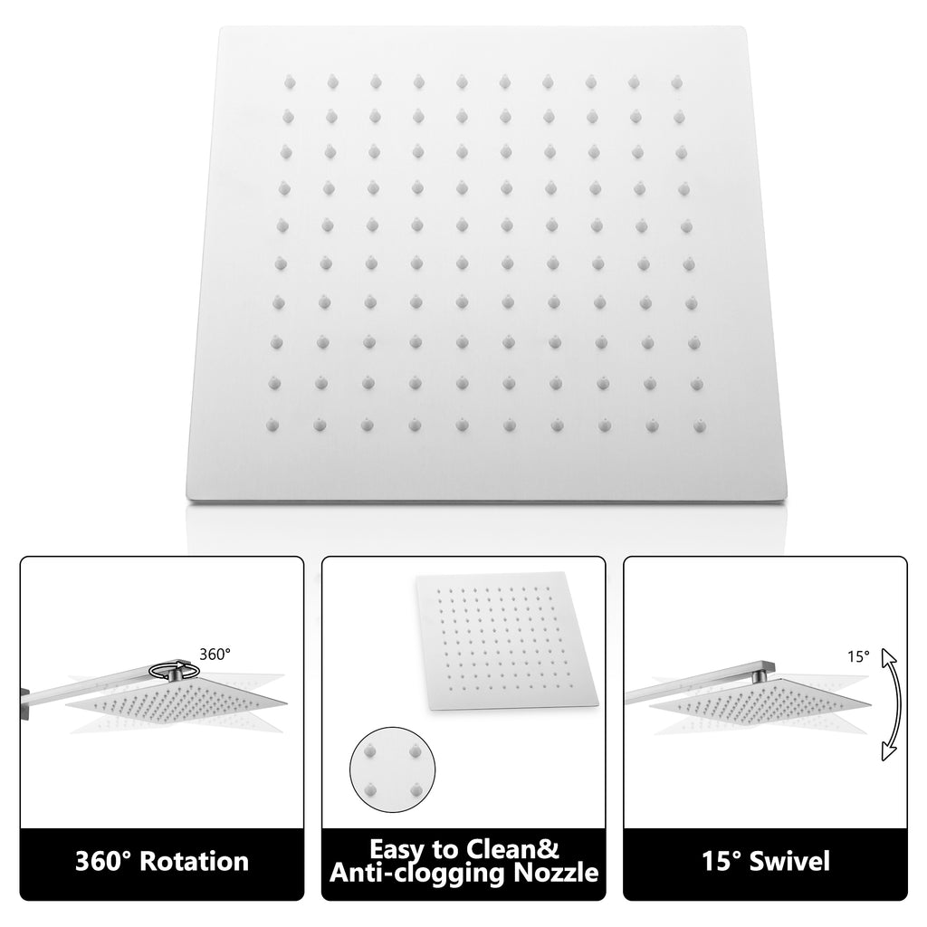 Wall-Mounted Rain Shower System with Pressure-Balanced Valve