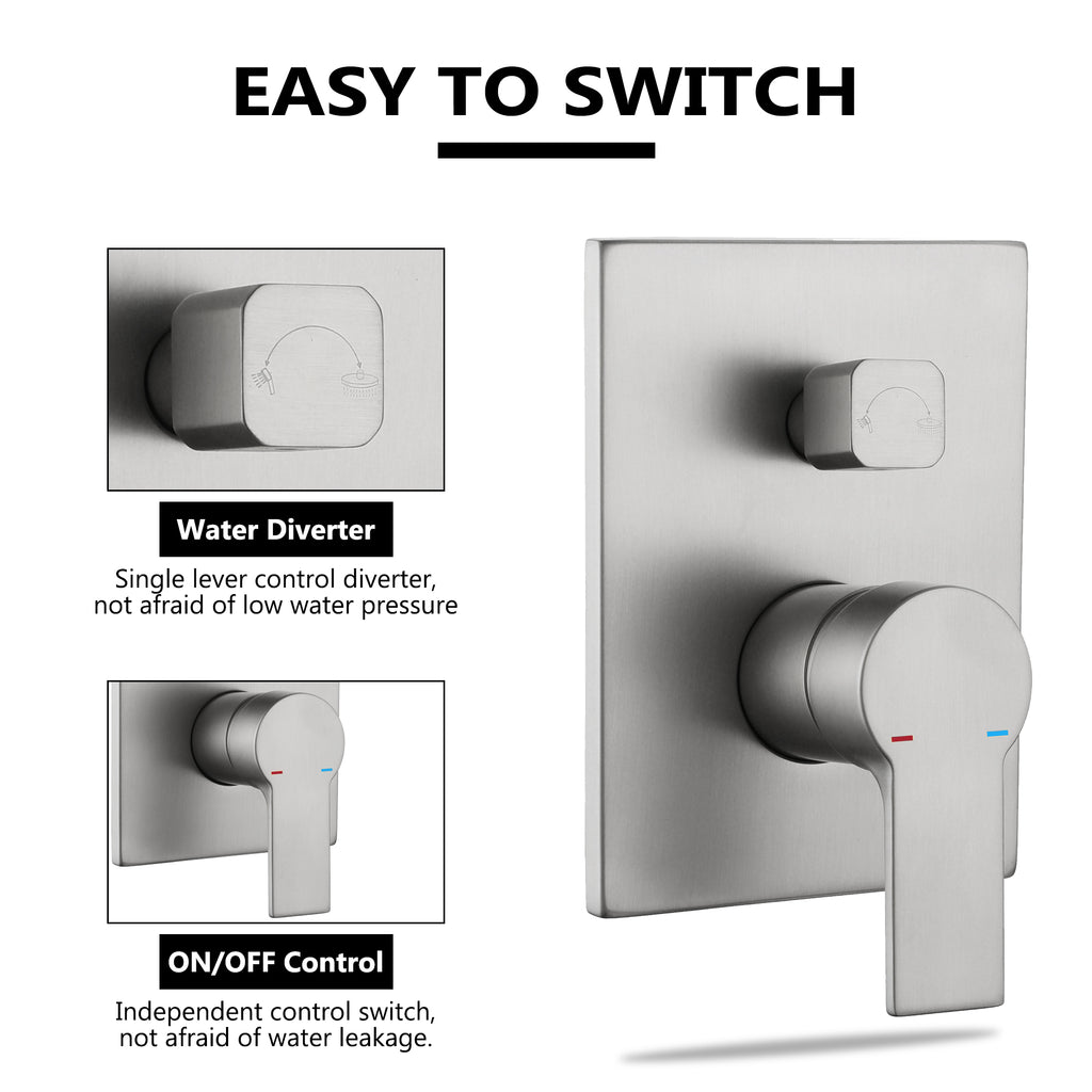 Wall-Mounted Rain Shower System with Pressure-Balanced Valve
