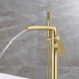 Freestanding Tub Filler with Waterfall Spout and Shower Wand Attachment