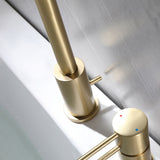 Deck Mount Pull Out Bathroom Tub Faucet Brushed Gold Bathtub Bath Faucet Set JK0051
