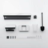 4-Piece Bathroom Hardware Set Towel Racks with Shelf and Toilet Bowl Brush with Holder