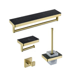 Wall-Mounted 4-Piece Bathroom Hardware Set Multi-Usage Towel Racks Holder with Shelf