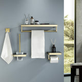 Wall-Mounted 4-Piece Bathroom Hardware Set Multi-Usage Towel Racks Holder with Shelf