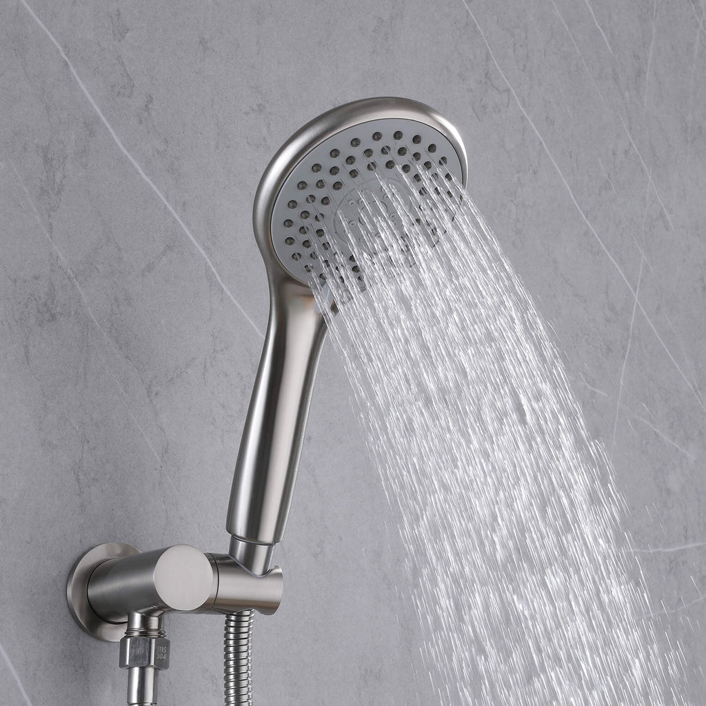 Wall-Mounted Shower System with Rain Shower Head and Handheld Shower