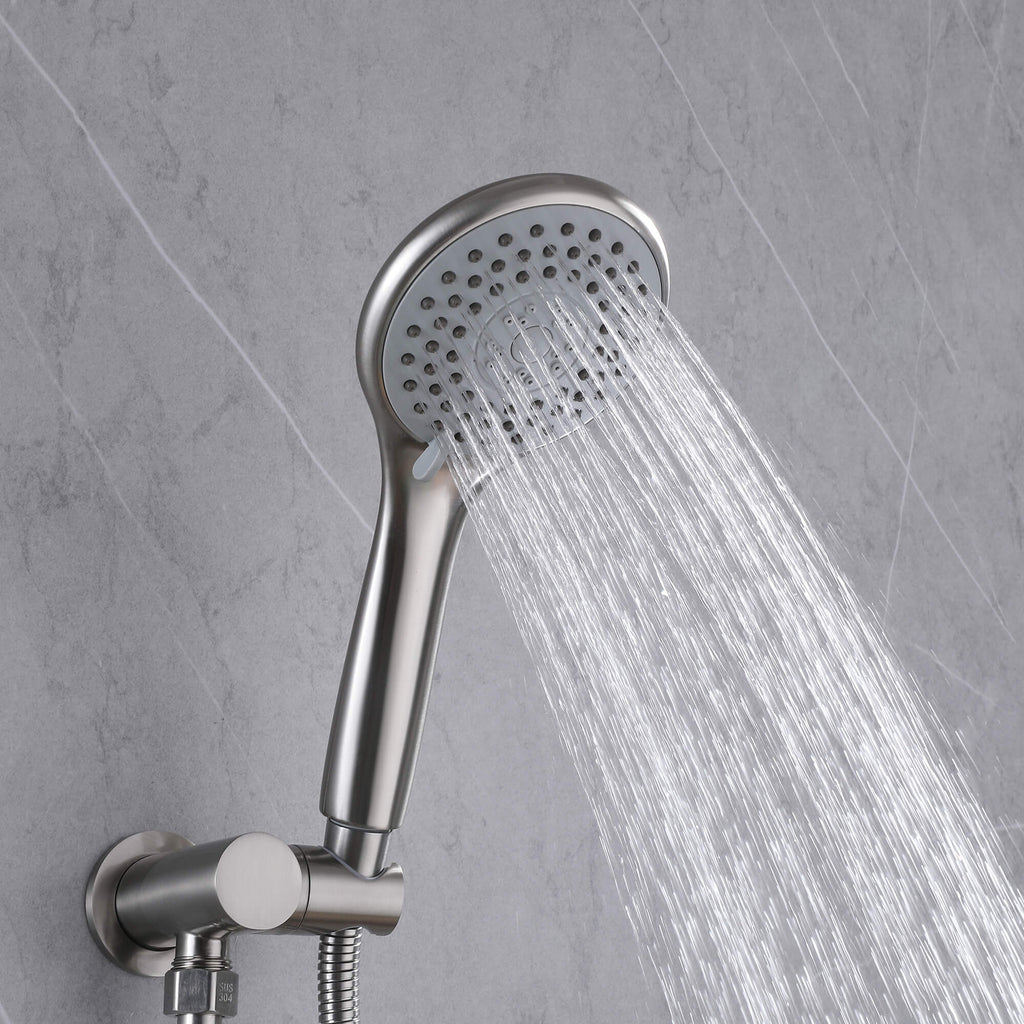 Wall-Mounted Shower System with Rain Shower Head and Handheld Shower