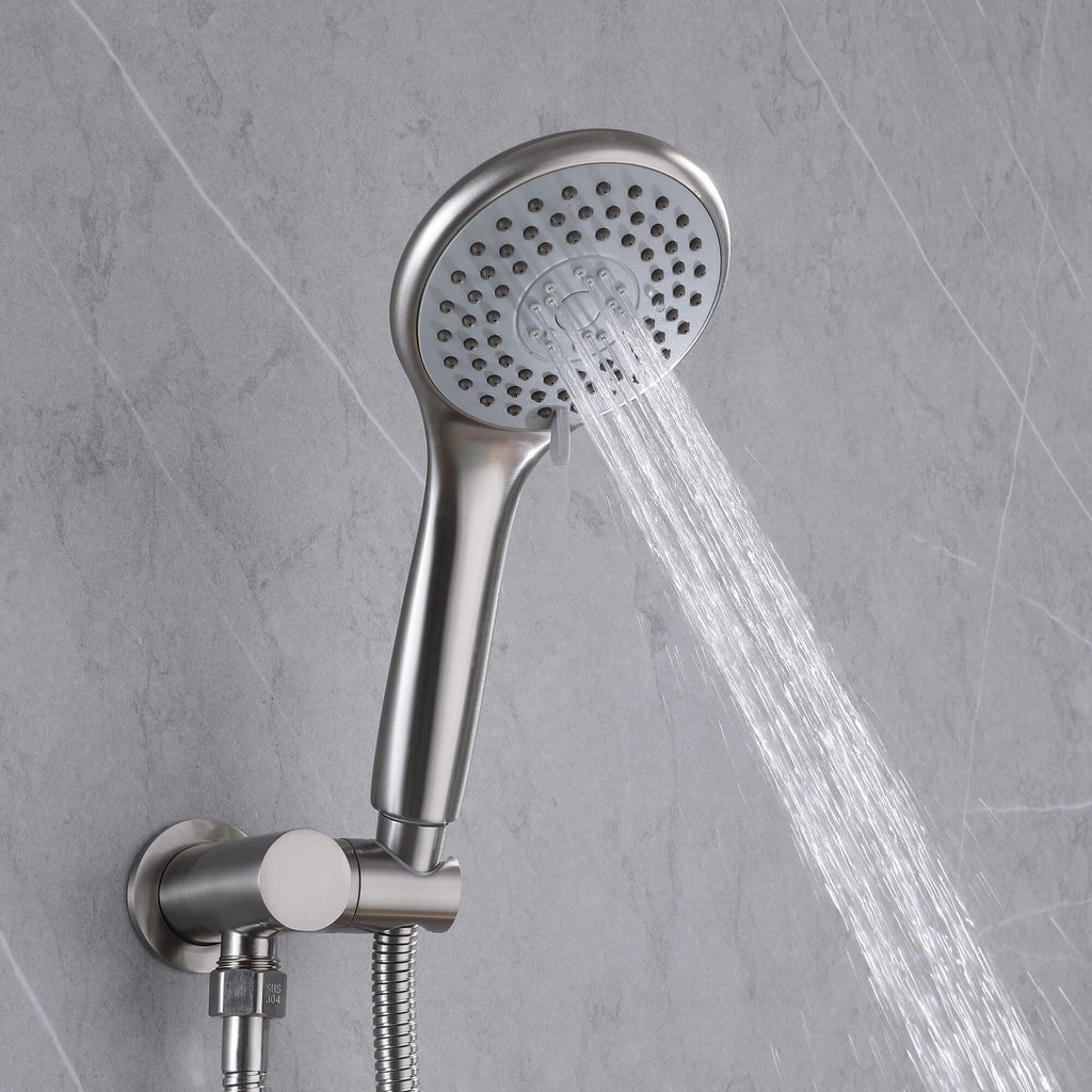 Wall-Mounted Shower System with Rain Shower Head and Handheld Shower