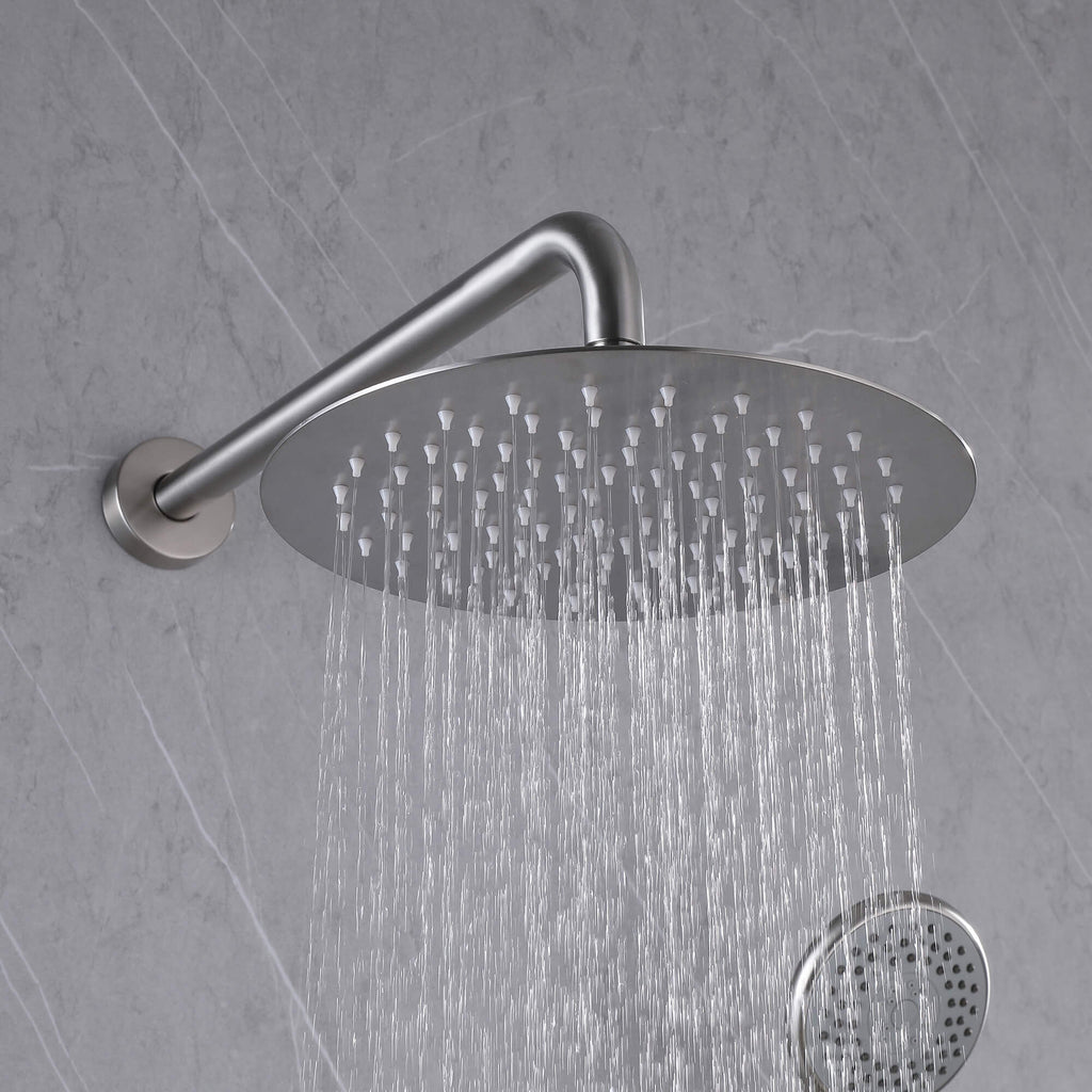 Wall-Mounted Shower System with Rain Shower Head and Handheld Shower