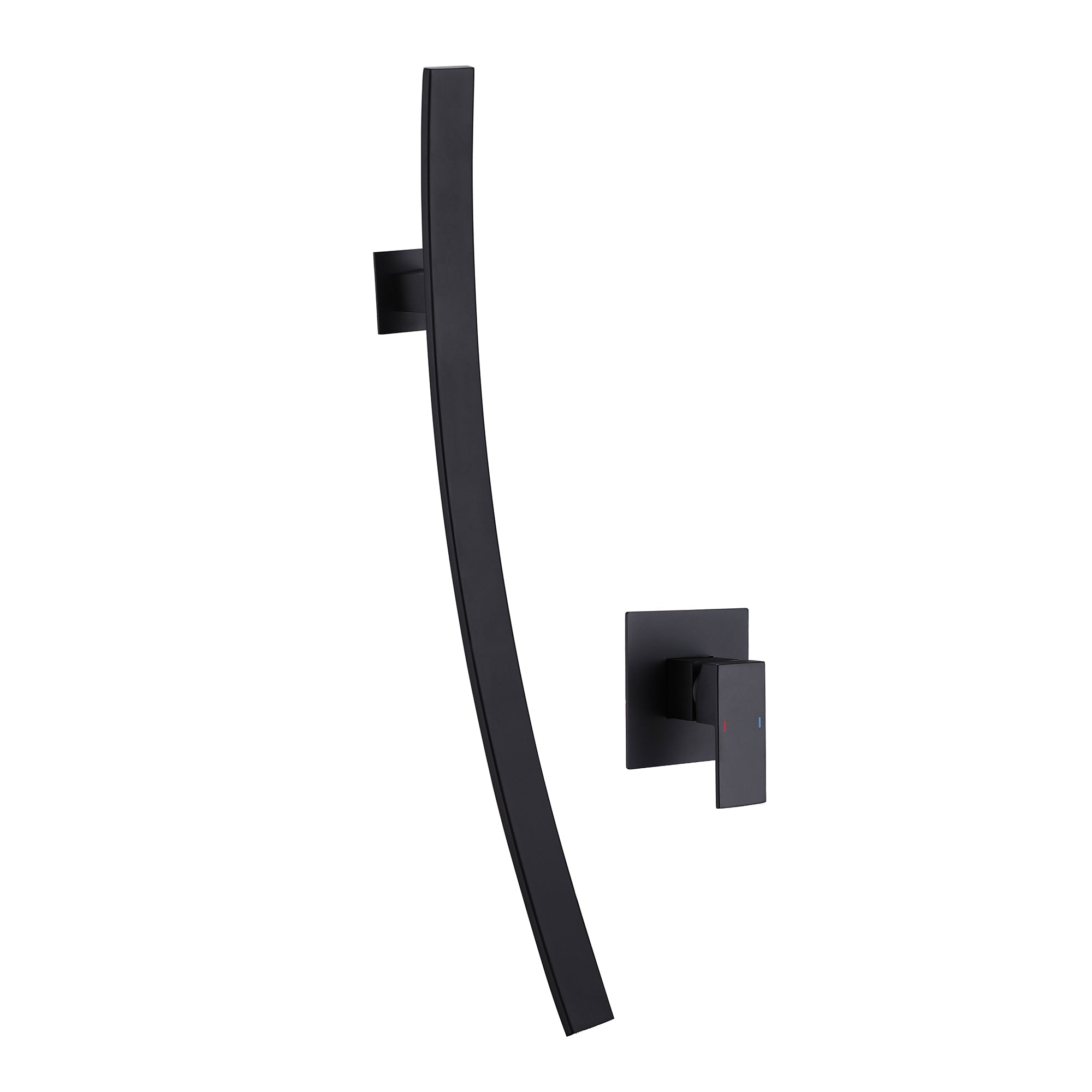 Curved Waterfall Spout Faucet with Wall Controls
