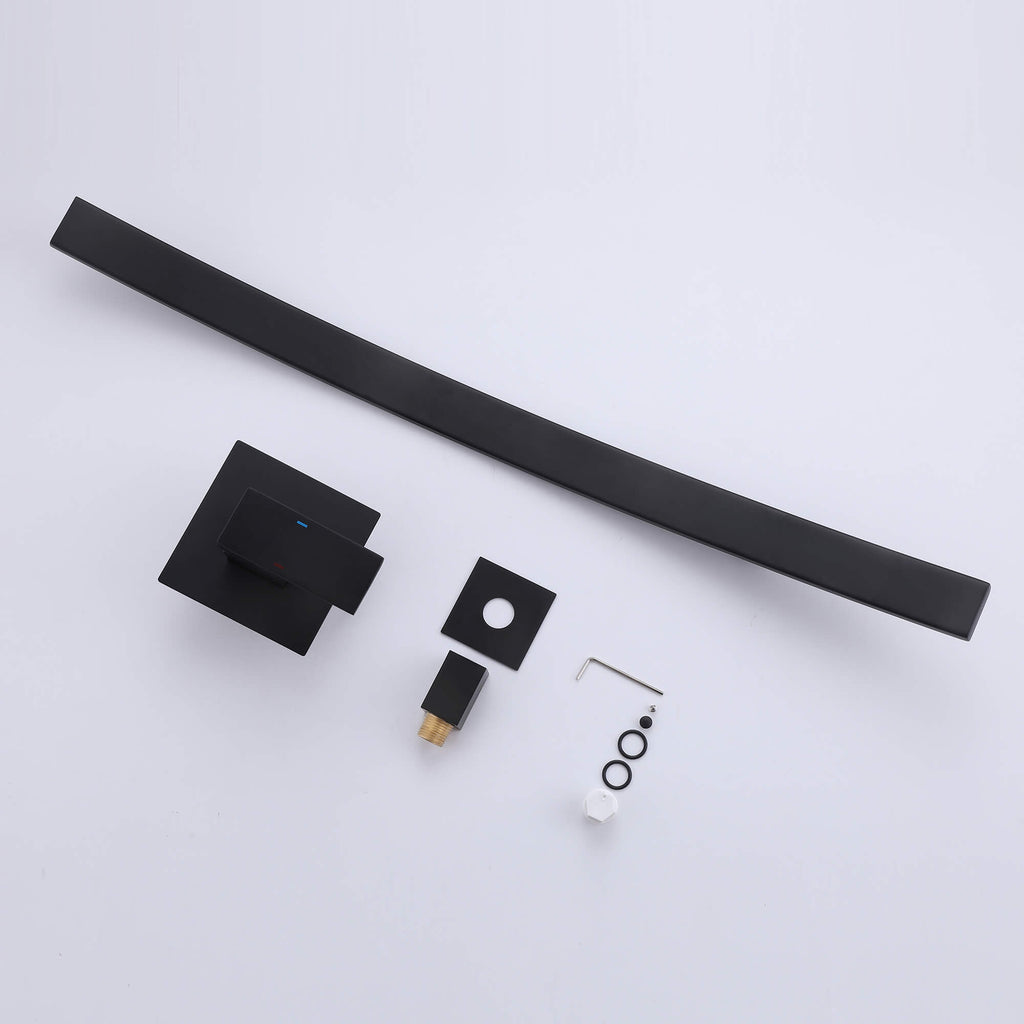 Curved Waterfall Spout Faucet with Wall Controls